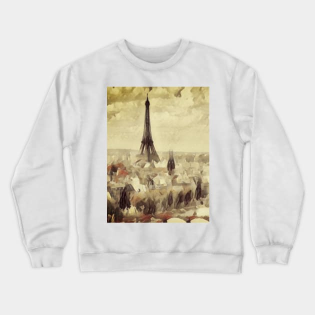 Paris France Eiffel Tower Minimalistic Crewneck Sweatshirt by ChristianShirtsStudios